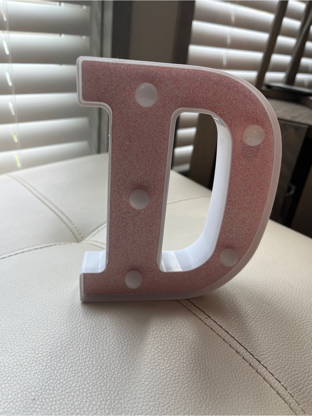 Pink Glitter D LED Marquee Letter Accent